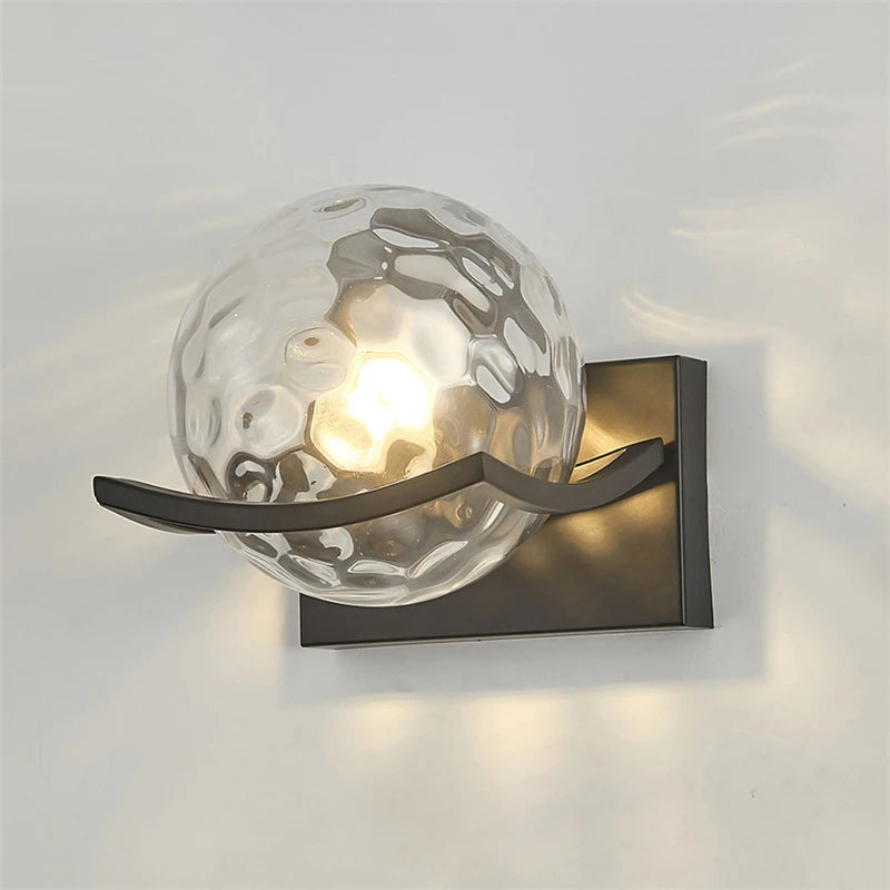 applique murale moderne verre texturé transparent éclairage led fixée mur contemporain chambre veilleuse