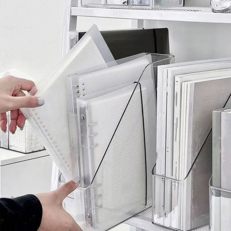 organisateur transparent minimaliste rangement documents livres modernes 19x22.5cm stylos ordinateur portable