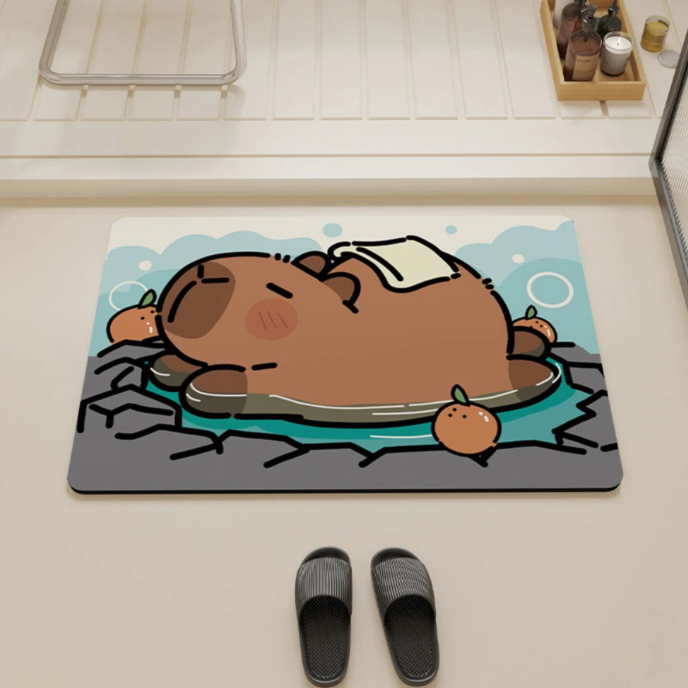 tapis bain antidérapant caoutchouc absorbant motif animal baignoire oranges textiles adultes moderne