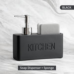 distributeur savon liquide gant cuisine marbré granité moderne noir blanc