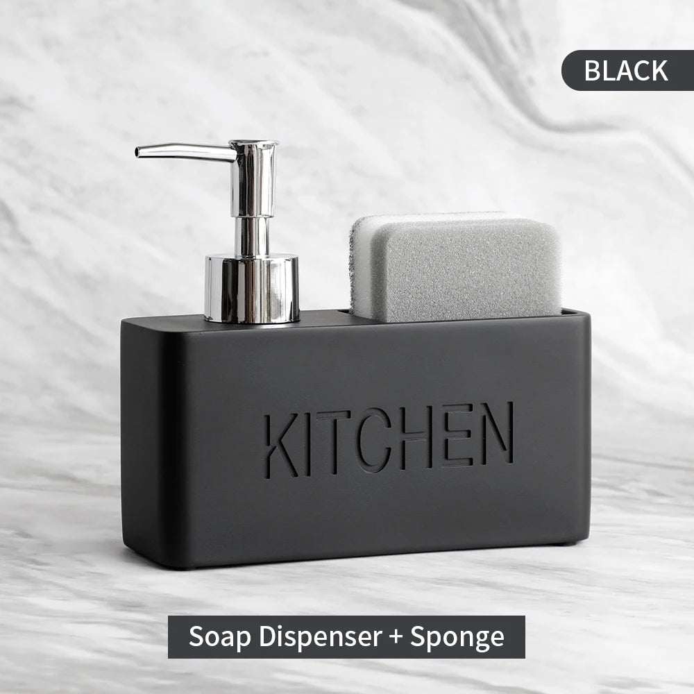 distributeur savon liquide gant cuisine marbré granité moderne noir blanc