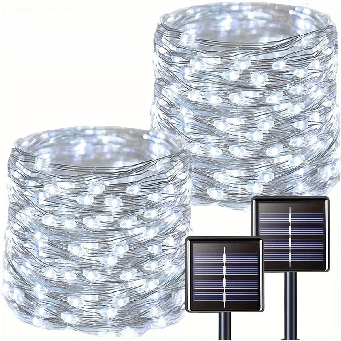 guirlande lumineuse solaire extérieur led jardin décoration terrasse fil cuivre étanche lumière chaude dorée