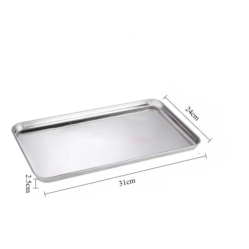 plateau rangement moderne acier inoxydable plat argenté lisse cuisine serveur