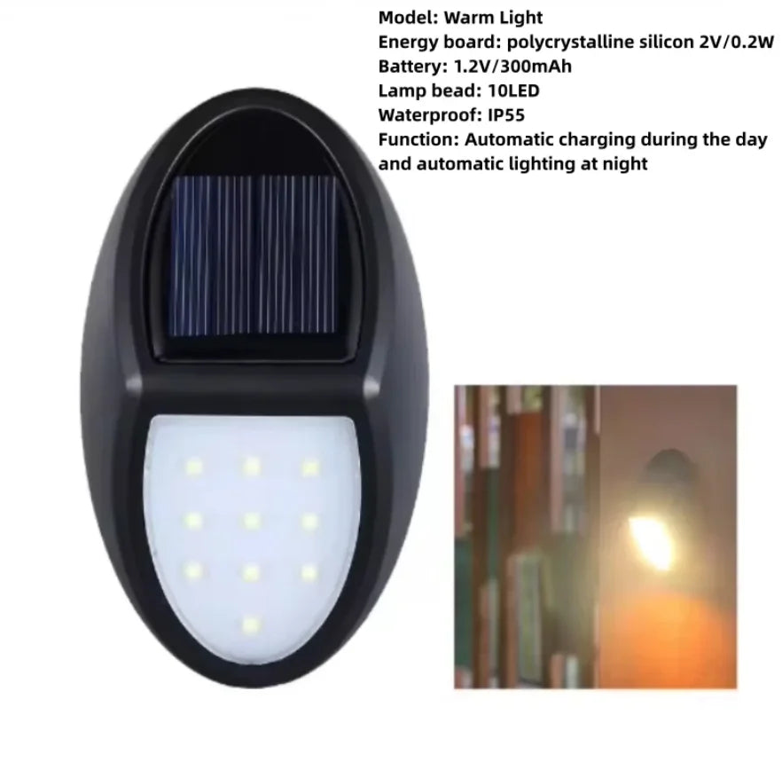 applique murale solaire noir ovale adhésif led sans câblage étancheextérieur moderne decoration