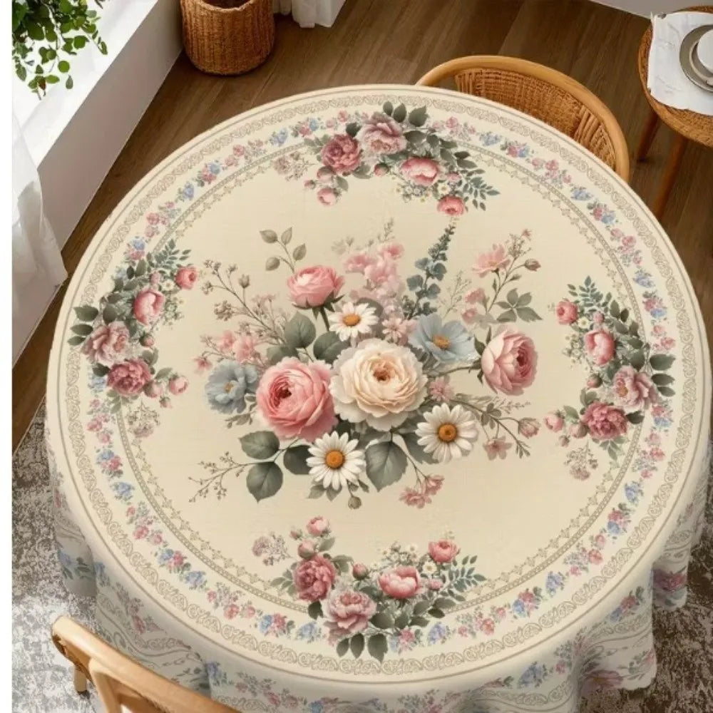 nappe polyester fleur coq campagne facile nettoyage rectangulaire pâques fête pastoral