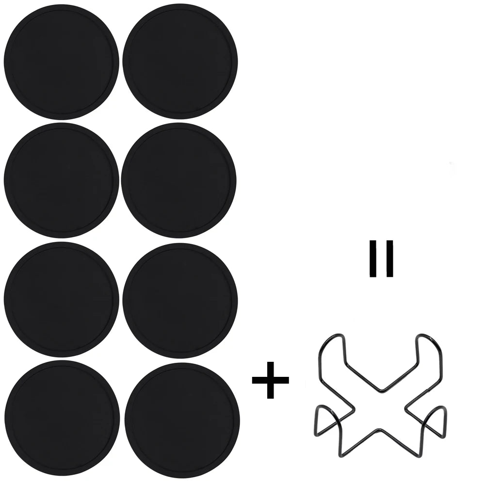 coasters silicone antidérapants antiadhésifs noirs modernes boissons chaudes froides table transparents respectueux environnement