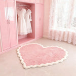 tapis cœur rose doux moderne antidérapant polyestère absorbant confortable intérieur extérieur chambre salon