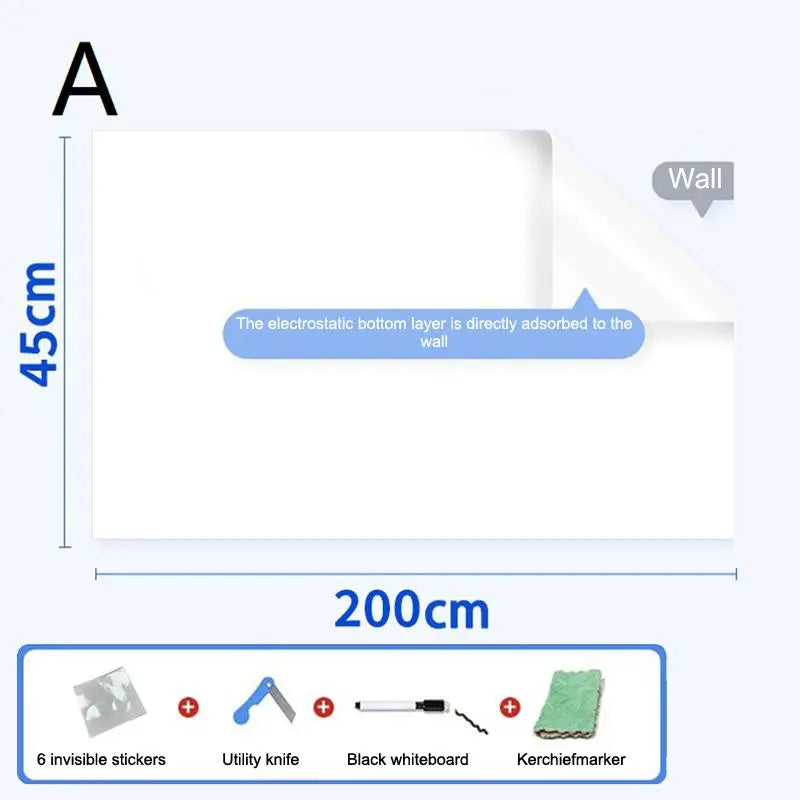 tableau blanc electrostatique adhésif blanc moderne réutilisable enseignement maison 45cm 60cm