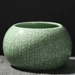 pot fleurs céramique porcelaine glacé craquelé moderne minimaliste vert gris opaque