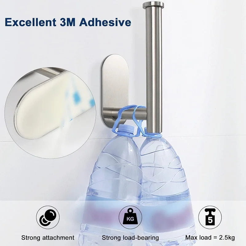 porte serviettes auto adhésif moderne argenté support papier toilette mur sans poinçon rouleau
