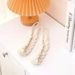 corde rideaux tressée gris clair bohème anneau métallique rustique fixations accessoires voilages