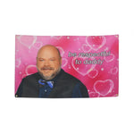 décoration murale drapeau imprimé homme humour fond rose cœurs étoiles dorés chambre festive