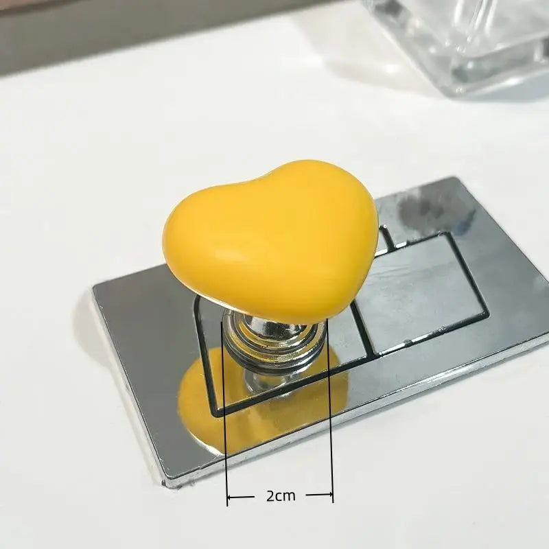 bouton toilette forme cœur rouge blanc jaune rose moderne salle bain adhésif fixe plaque