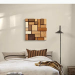 décoration murale bois assemblage moderne tableaux rectangulaires couleurs variéesintérieur minimaliste