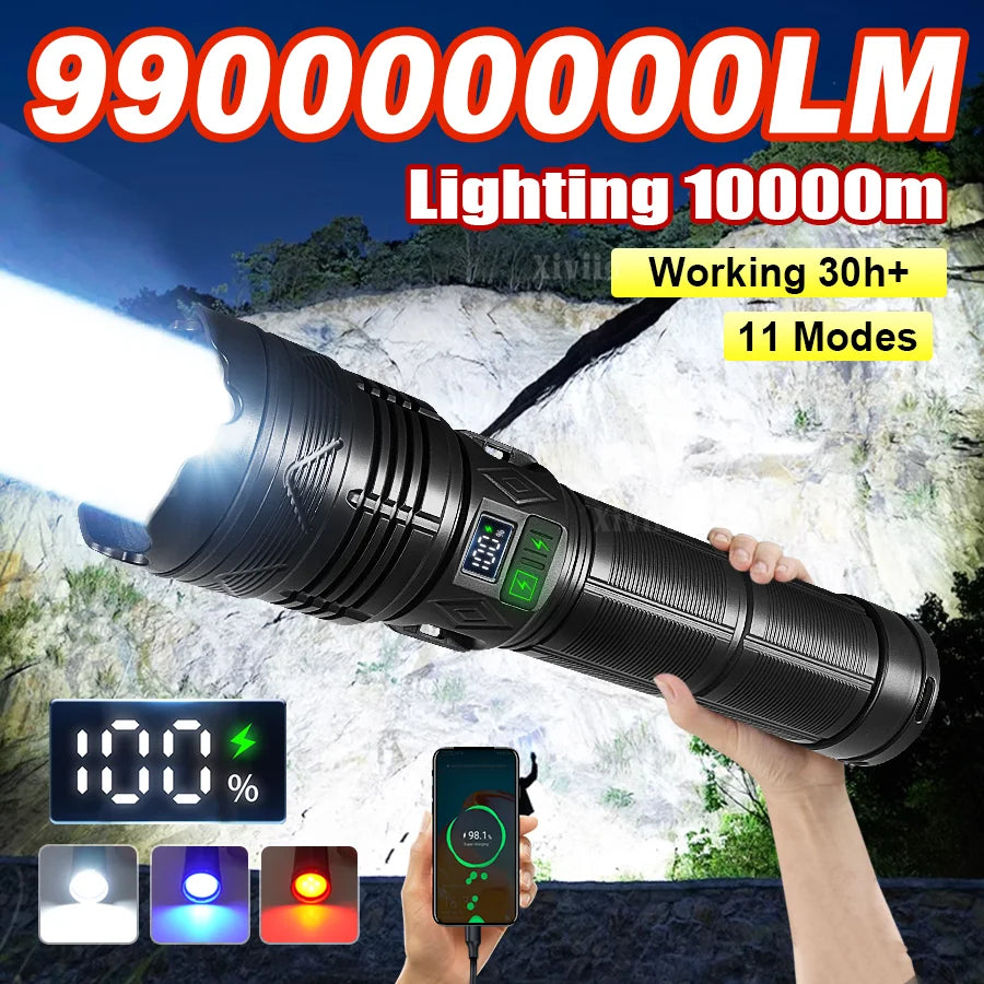 torche tactique rechargeable puissante led anti choc moderne pêche camping