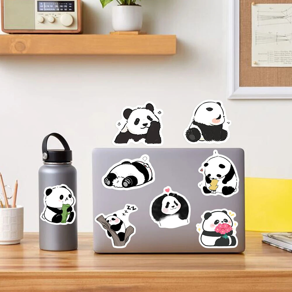 sticker mignon dessin animé panda motifs variés adhésifs waterproof transparents collection multiple usage unique