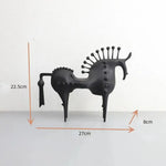 sculptures abstraites chevaux métal noir modernes maison 30cm 20cm texturées points sphères