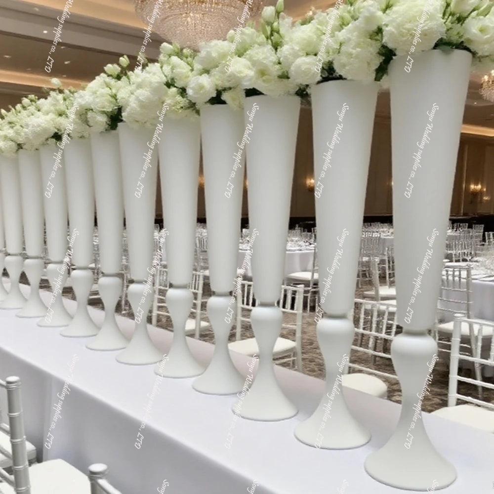 support fleurs métal blanc vase moderne décoration mariage table cérémonie arche fleurale blanc