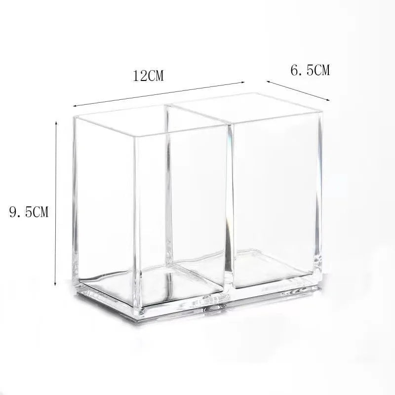 boîte rangement cosmétiques transparente moderne pinceaux crèmes rouges palettes carte crédit minimaliste organisateur