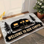 tapis d'entrée moderne antibactérie antidérapant 30x50cm 40x60cm 50x80cm motif camping bienvenue