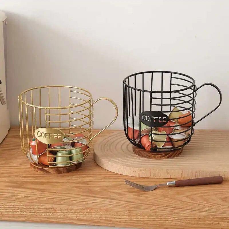 cage moderne métal noir doré grille capsules cuillère.storage organisateur respectueux environnement
