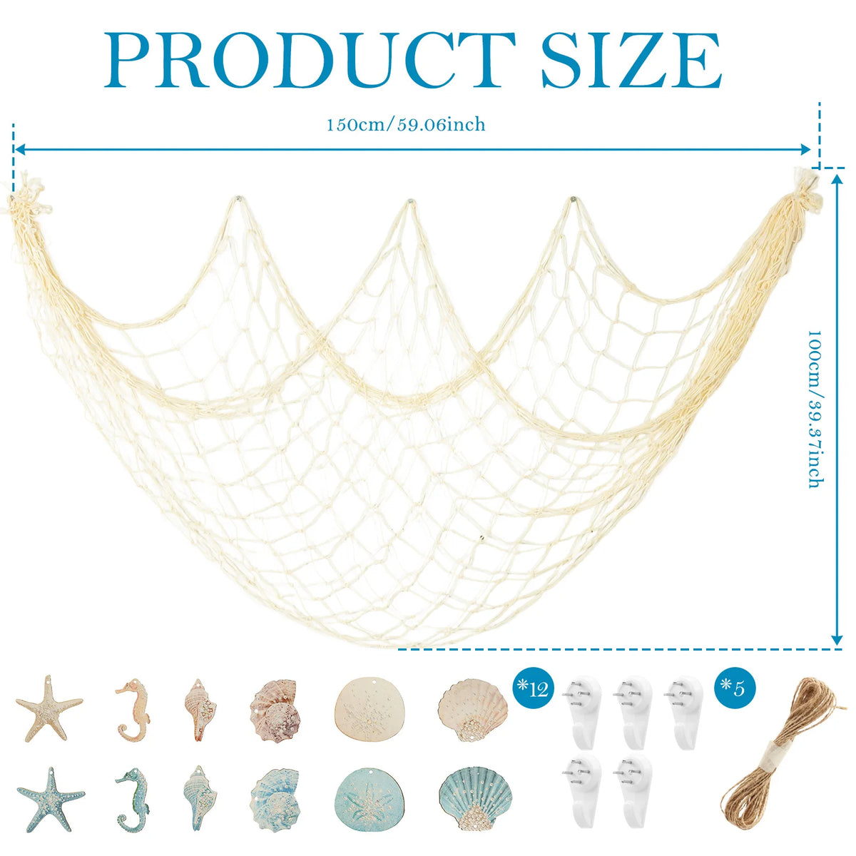 décoration murale filet pêche coquillages marin clips tassel étoiles mer hippocampes chambre plage festive
