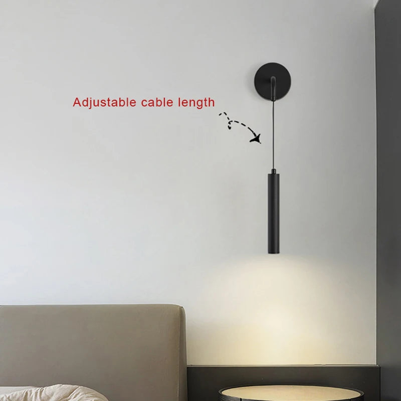 lampe murale led moderne minimaliste fixée mur blanc noir chambre salon