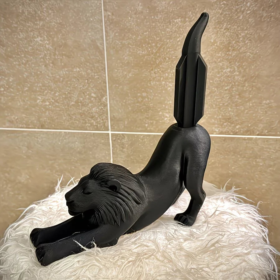porte rouleaux papier toilette forme lion noir texturé moderne salle bain décoration animalière