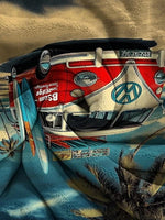 serviette bain polyester absorption rapide serviette vintage bus vw palmiers planches surf plage bleu