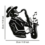 tableau mural noir saxophoniste illustration musicale art populaire décoration salon chambreOpaque 30cmx30cm