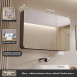 armoire salle bain murale miroir led rangement porte coulissante moderne blanc gris