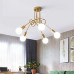 lustre moderne noir blanc doré branches métal ampoules led crochets chambre salon