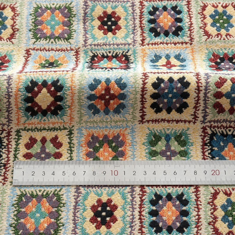 tissu patchwork ethnique polyester coton bleu vert rouge beige motifs géométriques floraux opaques tringle