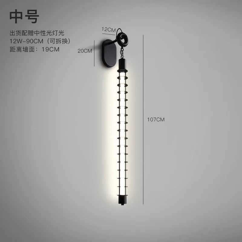 Luminaire mural LED moderne tube suspendu noir blanc chaud industriel moderne