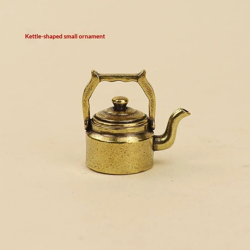 théière miniature vintage grunge dorée couvercle amovible décoration métal vieilli rétro objet décoratif