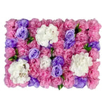 panneaux decoratifs fleurs artificielles rose violet blanc modernes intérieur mariage anniversaire diplomes