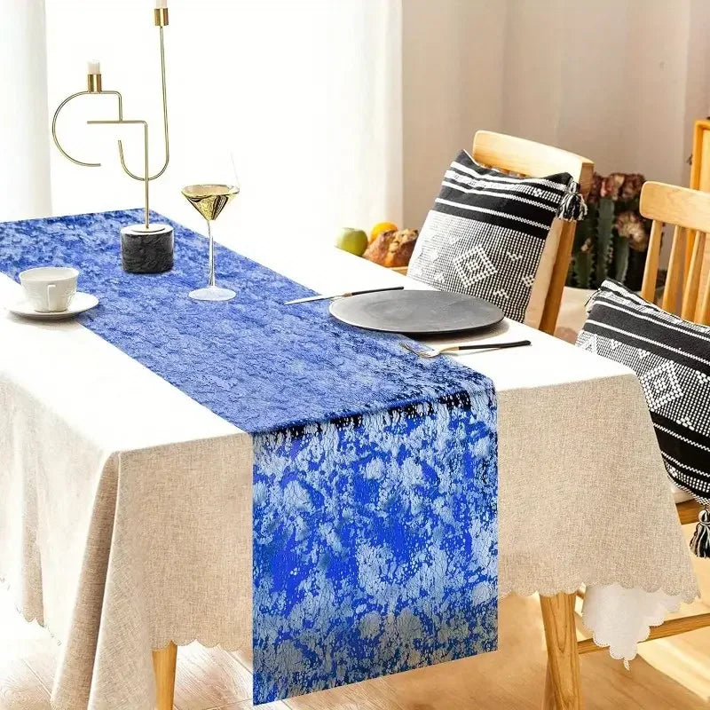 chemin table brillant effet miroir moderne or bleu marine adhésif festifs noël saint valentin