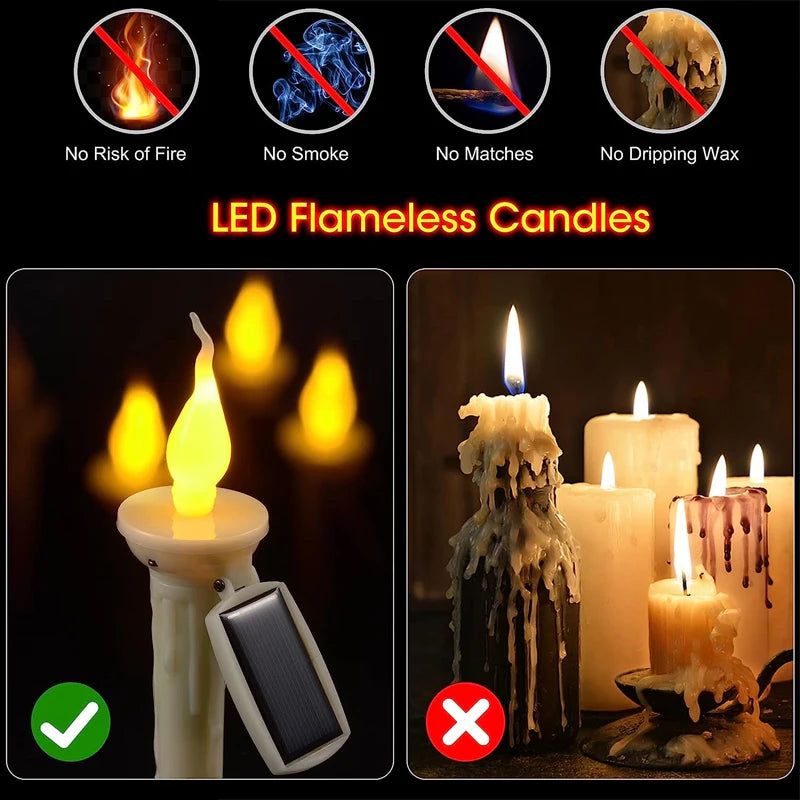 décoration extérieure moderne bougie led solaire blanc ip55 facile jardin urgence sécurité environnemental