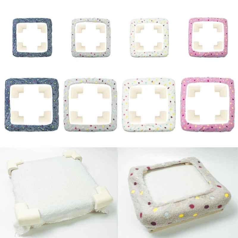 coussins carrés modernes bleu rose gris blanc points colorés 25cm 40cm doux arrondis