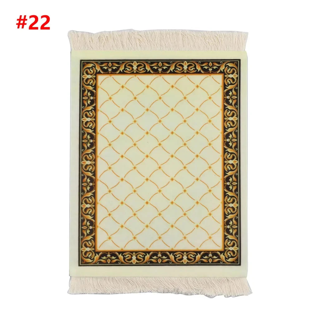 tapis rouge noir bleu beige ornements floraux motifs géométriques classique non glissant adhésif souris