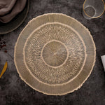 placemat moderne rond beige blanc rayures concentriques respectueux environnement polyester 38x38cm élégant festive