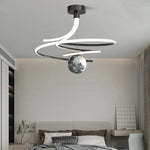 suspension lumineuse moderne minimaliste spirale sphère texturée noir blanc led chambre salon
