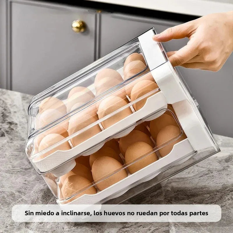 boîte rangement œufs transparent moderne blanc pratique poignée rangées d'œufs cuisine réfrigérateur organisation.storage