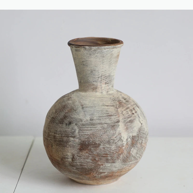 vases marron gris blanc texture marbrée artisanal rustique vase table nouveau classique post moderne