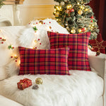 housses coussins carreaux écossais vert rouge jaune 100 polyester amovibles lavables traditionnel 30x50cm 45x45cm