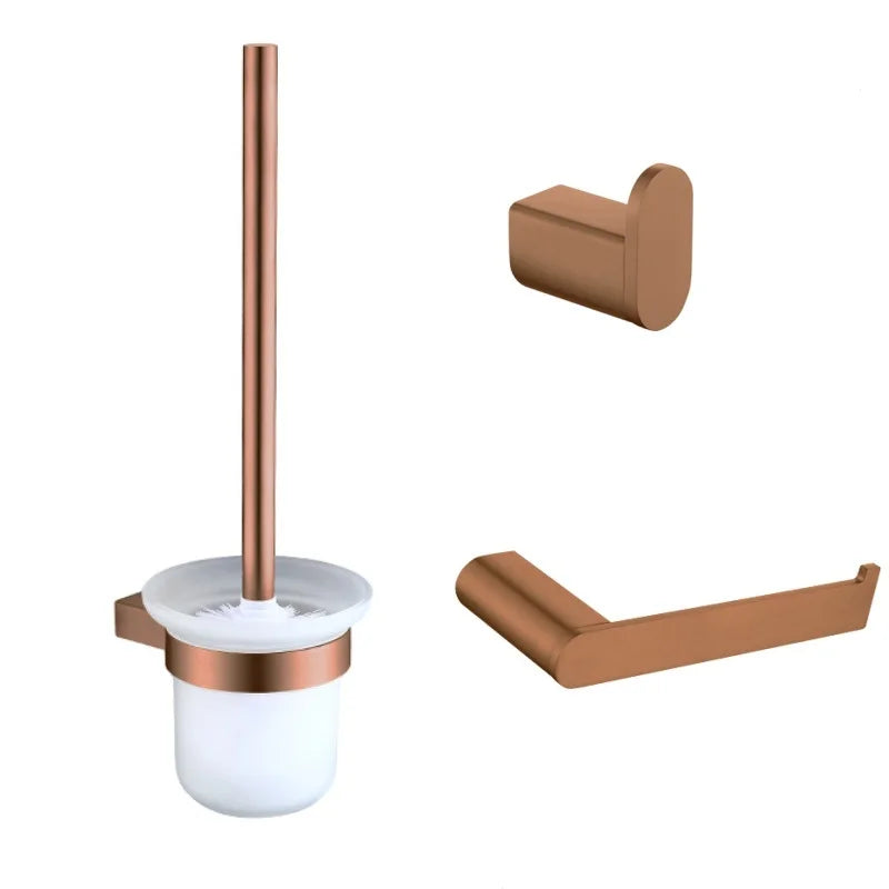ensemble accessoires salle bain mural or rose acier inoxydable porte serviette savon brosse