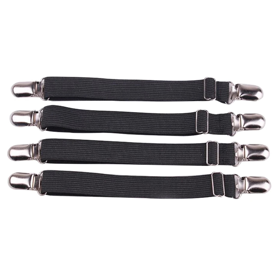 accessoires vêtements clips métalliques suspendants élastiques tissu uni blanc noir classiques utilitaires