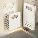 panier rangement pliable blanc moderne vêtements linge salle bain fixations crochets minimaliste