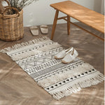 tapis boho chic motifs géométriques beige noir sol antidérapant salon chambre coucher