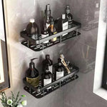 rangements étagères salle bain adhésives modernes noires grille rangement cosmétiques accessoires toiletttes
